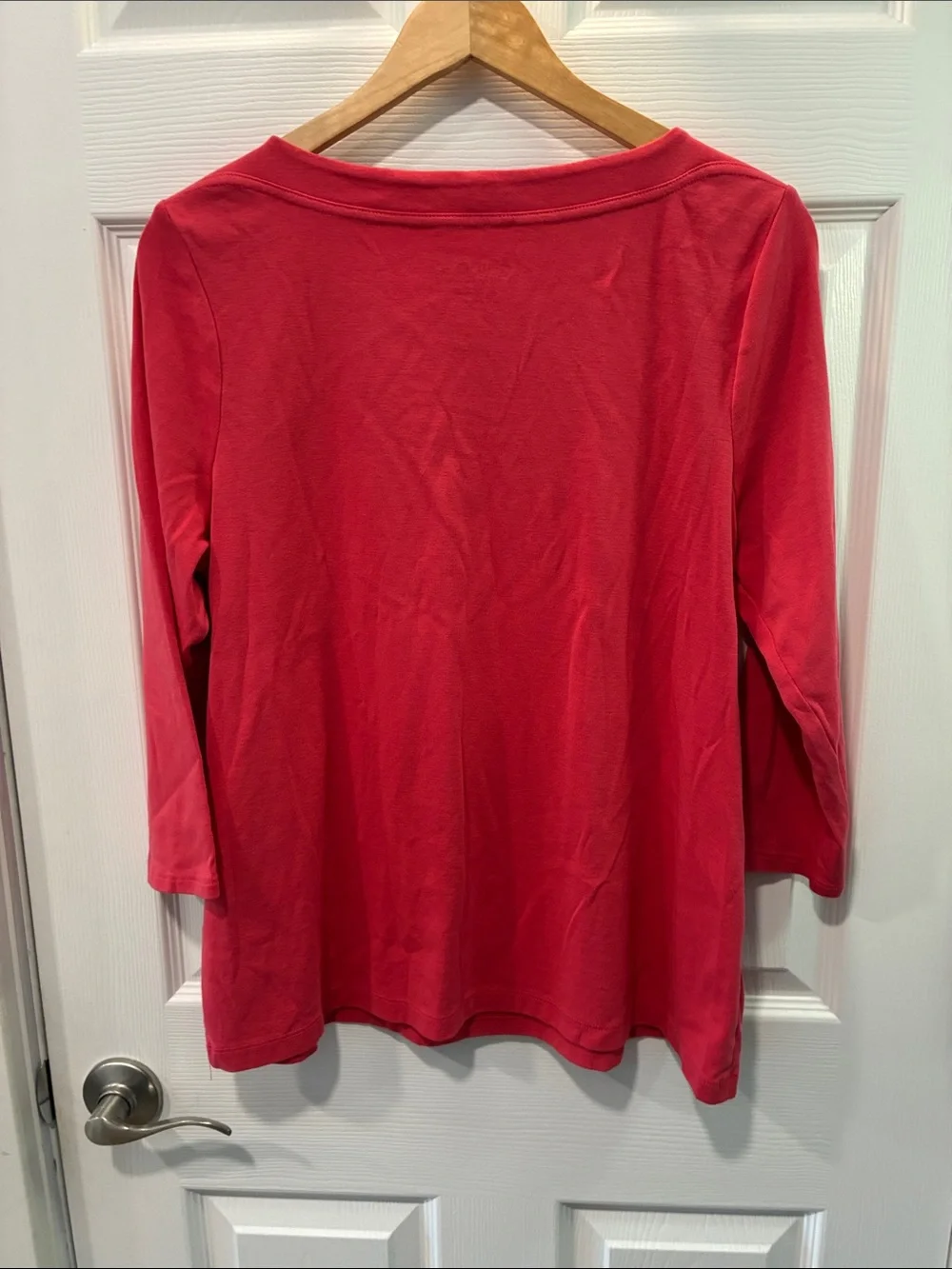 Chico's Scoop Neck Long Sleeve Top - Coral Red - Picture 5 of 8
